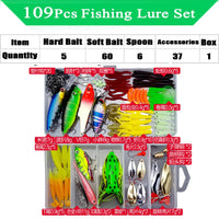 Fishing Lure Kit with Tackle Box for Bass & Pike