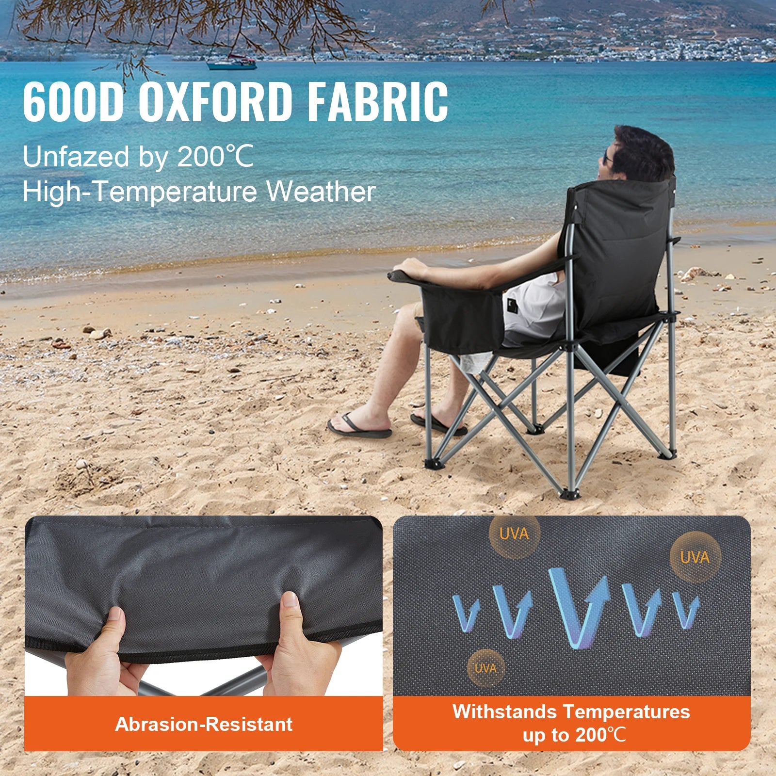 Portable Folding Camping Chair with Lumbar Support