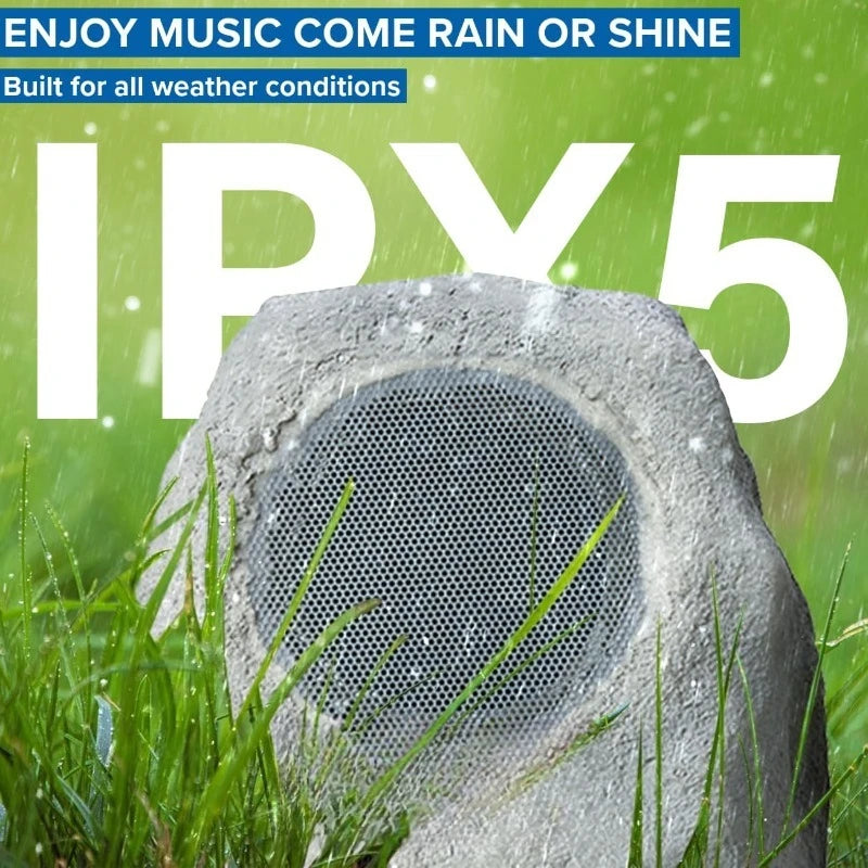 Portable Solar-Powered Bluetooth Rock Speakers Pair with Multi-Link, Weather-Resistant Design for Outdoor Entertainment,