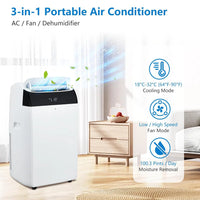 14,000 BTU Portable Air Conditioner – 3-in-1 Cooling AC with Fan, Dehumidifier & Remote