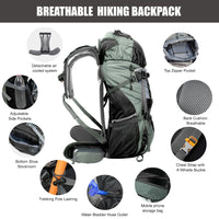 WESTTUNE 60L Explorer Internal Frame Backpack with Rain Cover