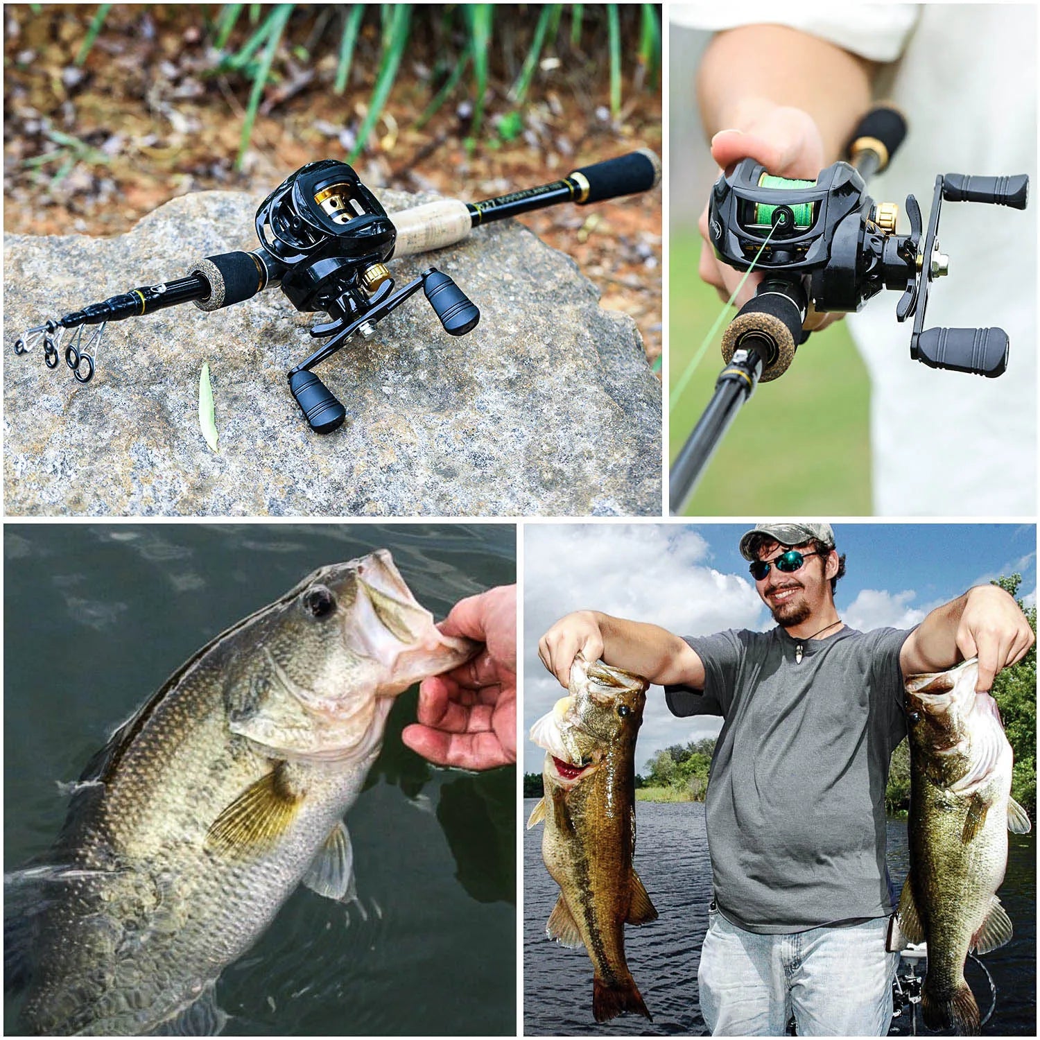 Heavy Duty Telescopic Baitcasting Rod & Reel Combo – Full Fishing Kit with Carry Bag