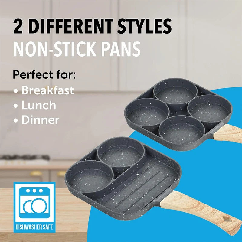 4-Cup Pancake & Egg Frying Pan – Nonstick Breakfast Cooking Pan with Divided Sections