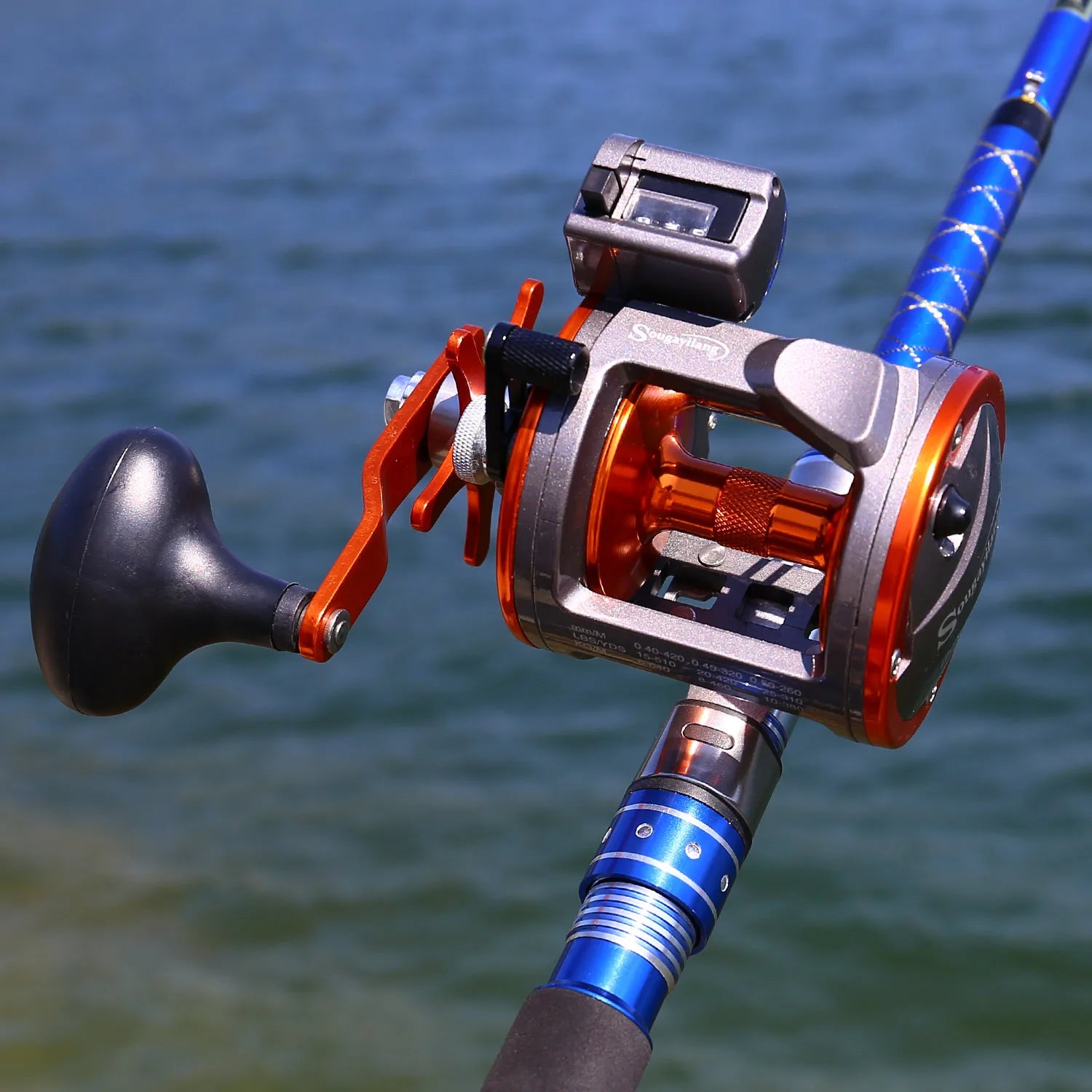 Heavy Duty Line Counter Trolling Reel – Conventional Level Wind Reel for Sea Fishing
