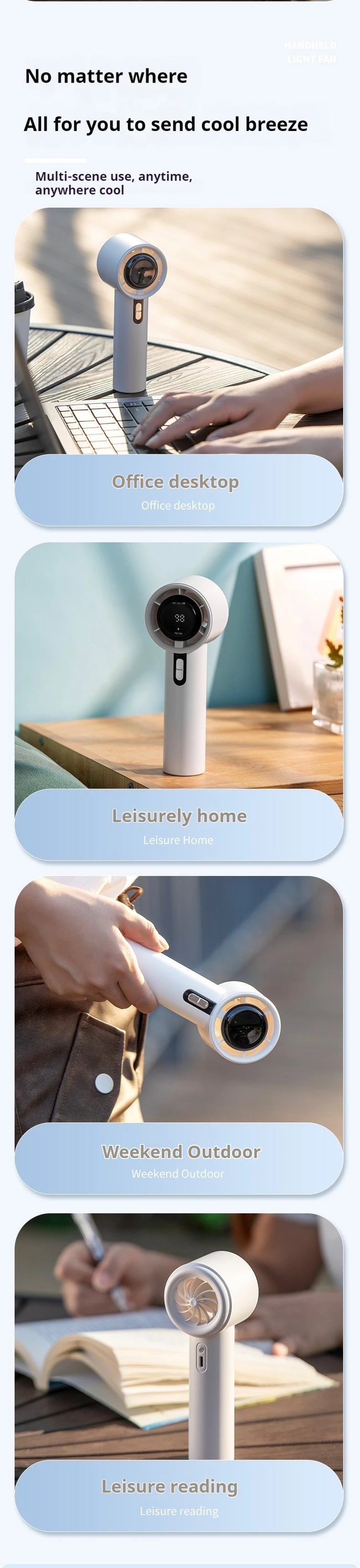 5200mAh Handheld Cooling Fan – USB Rechargeable Fan with LED Display & Cooling Plate