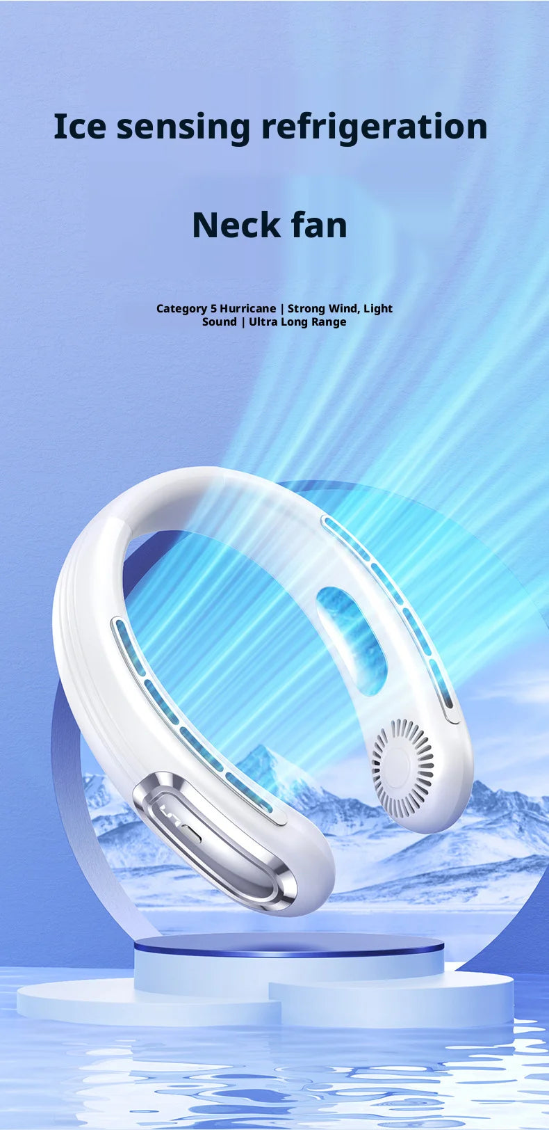 Mini Bladeless Neck Fan – USB Rechargeable Portable Hanging Fan with LED Digital Display