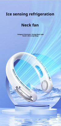 Mini Bladeless Neck Fan – USB Rechargeable Portable Hanging Fan with LED Digital Display