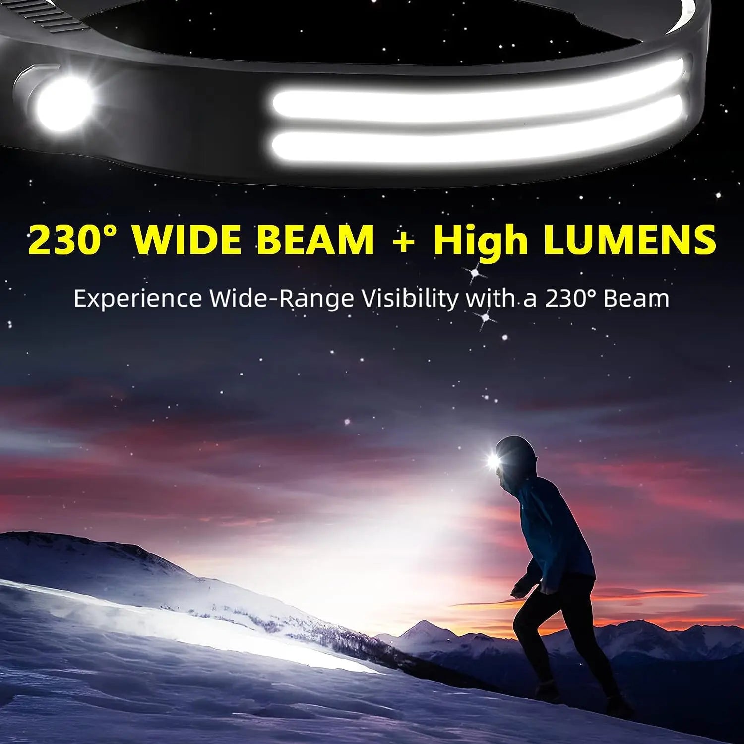 USB Rechargeable COB LED Headlamp – Waterproof Sensor Headlight for Camping & Fishing