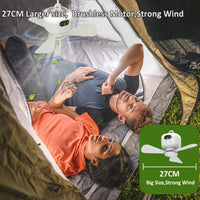 Portable Camping Tent Fan with LED Light – 8000mAh Rechargeable Ceiling Fan with Remote Control