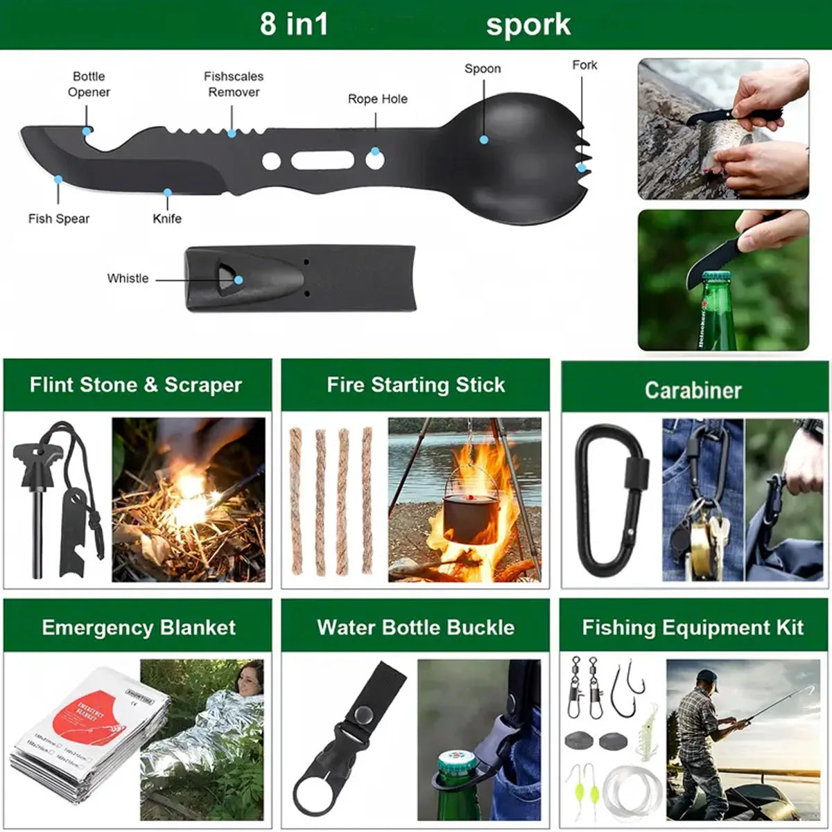 142PCS Emergency Survival Kit with First Aid Supplies