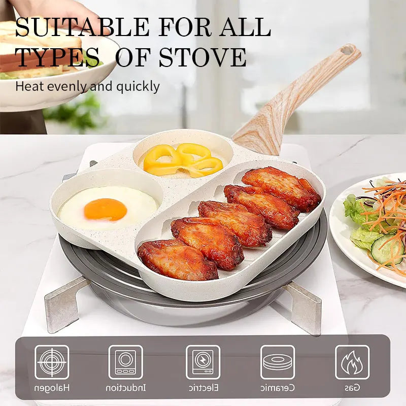 3-in-1 Breakfast Frying Pan – Nonstick Divided Egg, Steak & Pancake Skillet