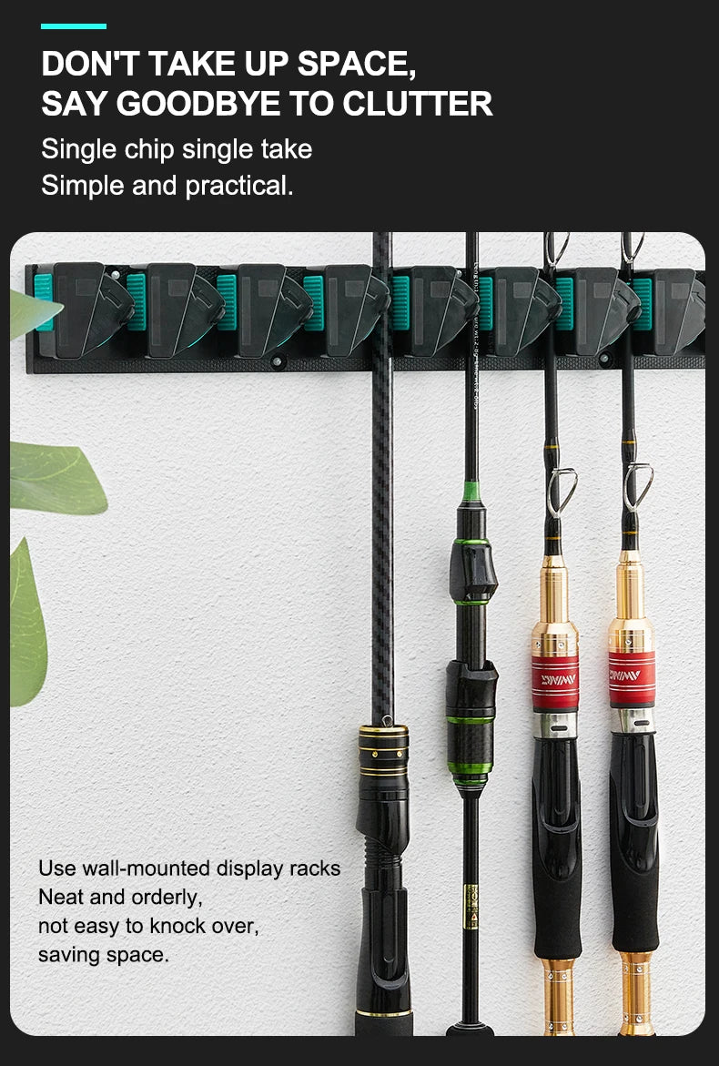Wall Mounted Fishing Rod Holder Rack – Vertical & Horizontal Storage for Up to 9 Rods