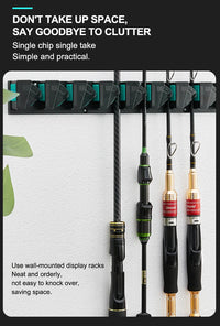 Wall Mounted Fishing Rod Holder Rack – Vertical & Horizontal Storage for Up to 9 Rods