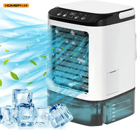 HOMEFISH Portable Air Cooler Fan – Dual Spray Ultrasonic Desktop Fan with Night Light