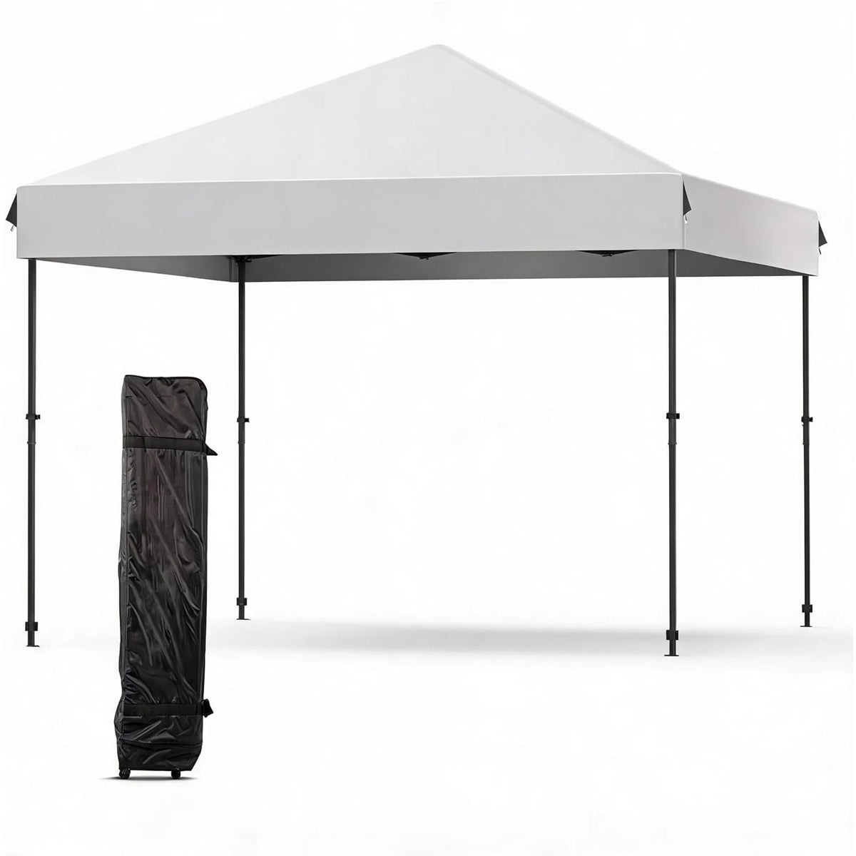 10x10 FT Pop Up Canopy Tent, Black Heavy Duty Waterproof Gazebo Shelter with Wheeled Carry Bag Portable Instant Sun Shade for Outdoor Parties, Events & Camping, Patio, Garden, Beach