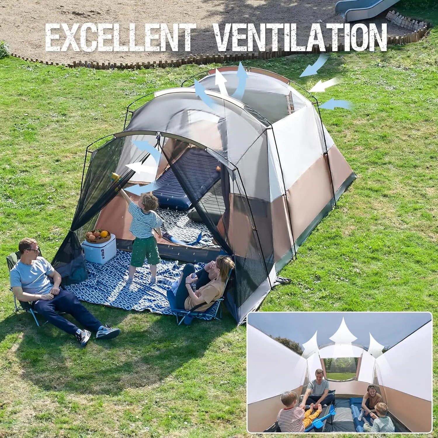 6/8/10 Person Family Camping Tent with Screen Room