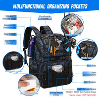 45L Heavy Duty Fishing Backpack Cooler – Waterproof Tackle Storage Bag with Rod Holders & Rain Cover