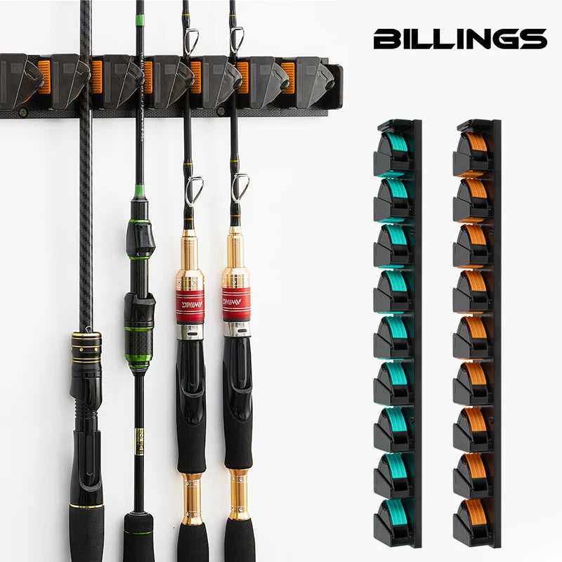 Wall Mounted Fishing Rod Holder Rack – Vertical & Horizontal Storage for Up to 9 Rods