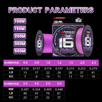 YGKPE X16 16-Strand Braided Fishing Line - Purple 100-500M | Field to Peak.
