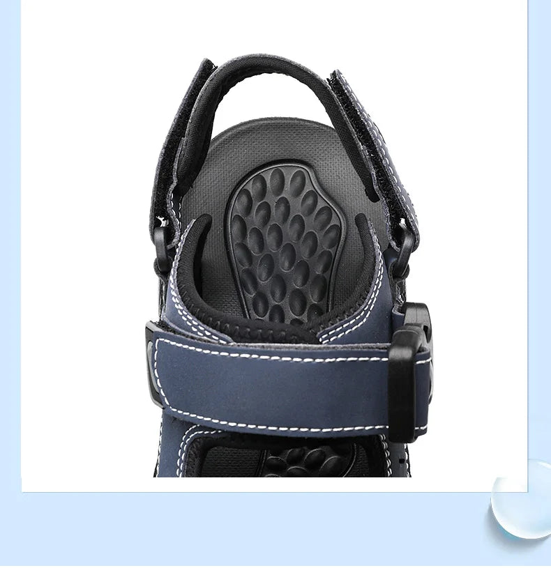 Men's Leather Hiking Sandals Lightweight Beach Walking Shoes