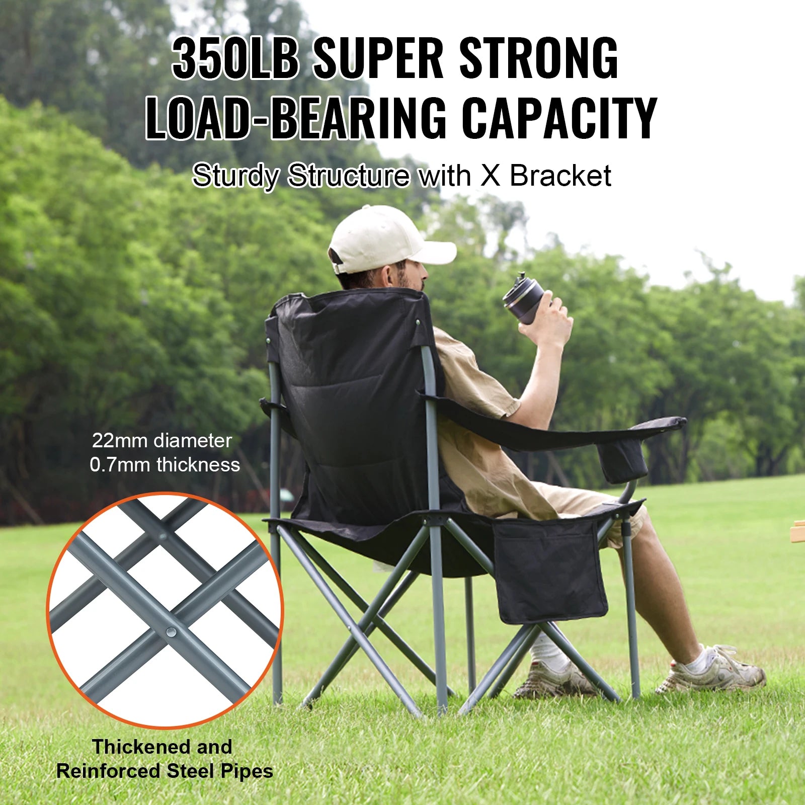 Portable Folding Camping Chair with Lumbar Support