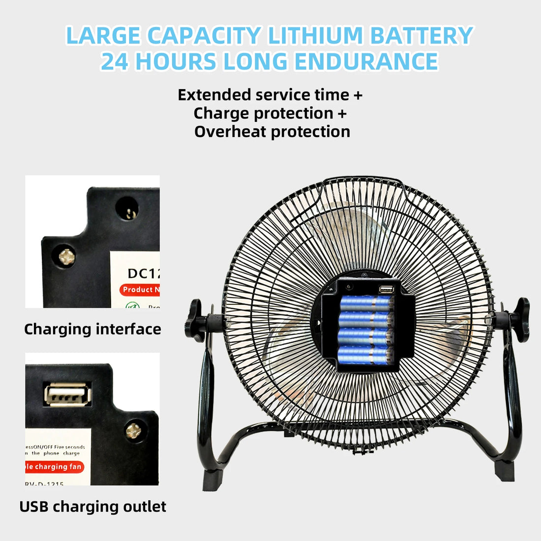 Battery Operated Solar Fan – Portable Indoor & Outdoor Fan with USB Phone Charging Output