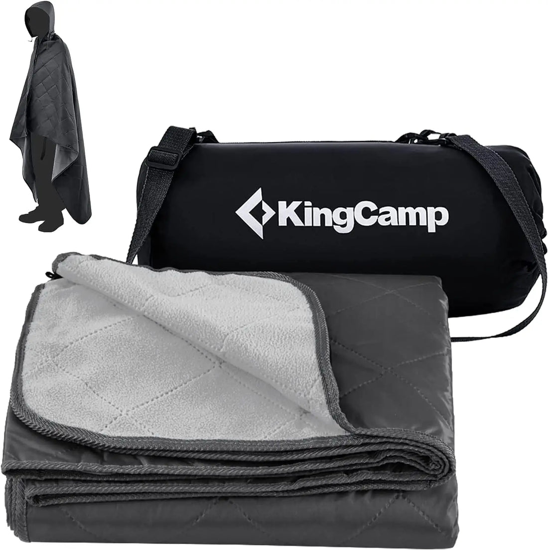 KingCamp Hooded Stadium Blanket - Waterproof & Windproof Fleece Blanket For Sports, Concerts, Park, Travel & Hiking