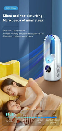Portable Mini Air Cooler Fan – USB Bladeless Cooling Fan with 6 Speeds & Timer