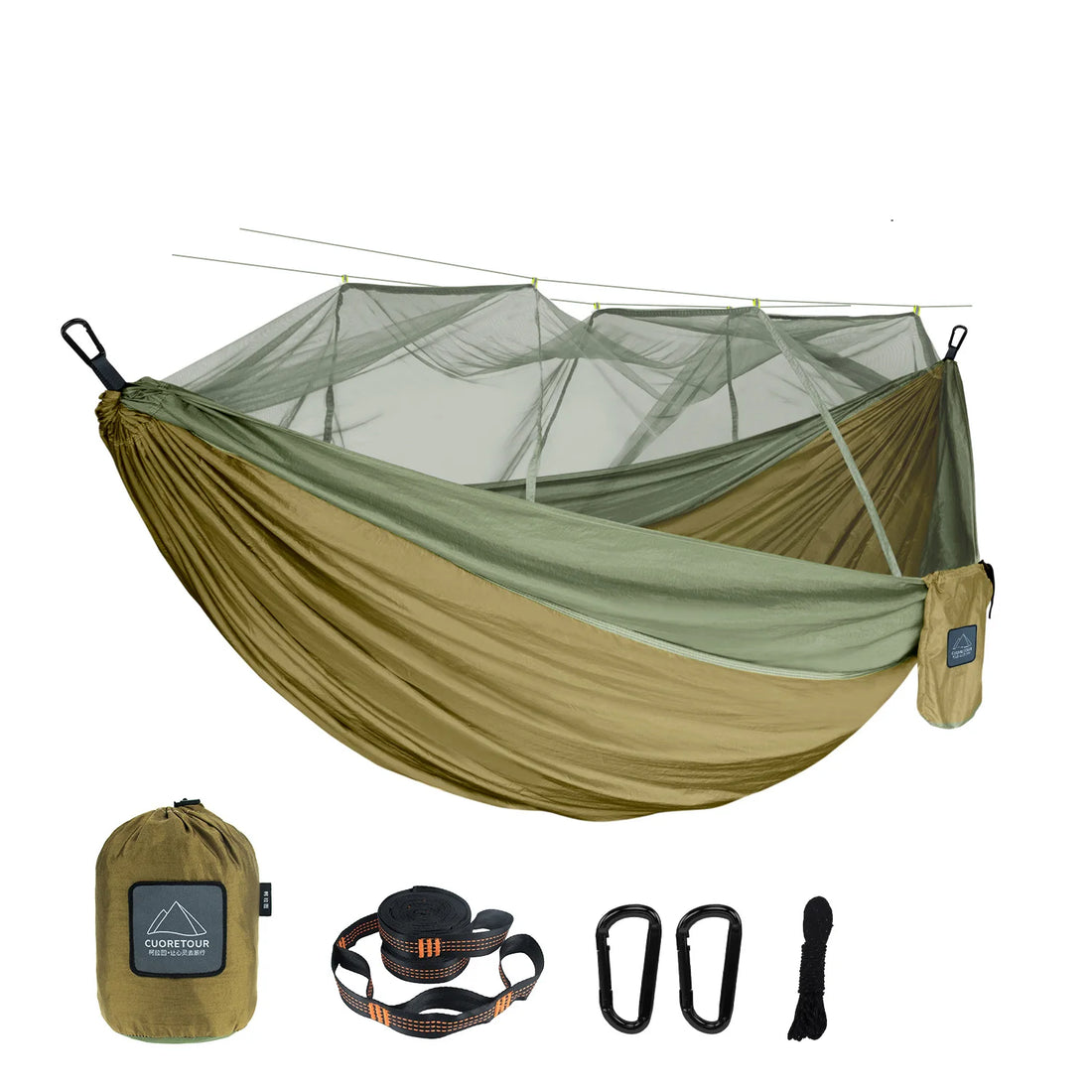 Portable Heavy Duty Nylon Camping Hammock with Mosquito Net – Single/Double Outdoor Travel Hammock