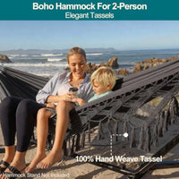 Boho Double Hammock Heavy Duty Cotton Rope Swing