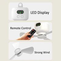 Portable Camping Tent Fan with LED Light – 8000mAh Rechargeable Ceiling Fan with Remote Control