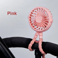 Mini Rechargeable Clip Fan – 360° Rotating Stroller, Bike & Car Tripod Fan