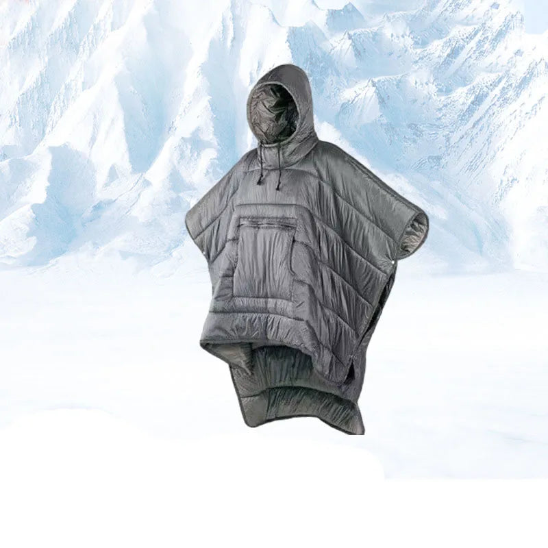 Wearable Sleeping Bag Cloak – Warm Winter Hooded Camping Blanket for Outdoor Travel & Hiking
