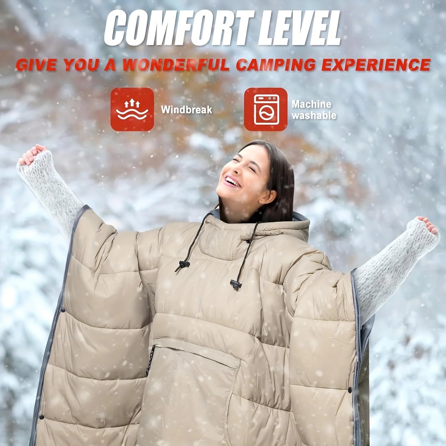 Waterproof Wearable Sleeping Bag Camping Poncho