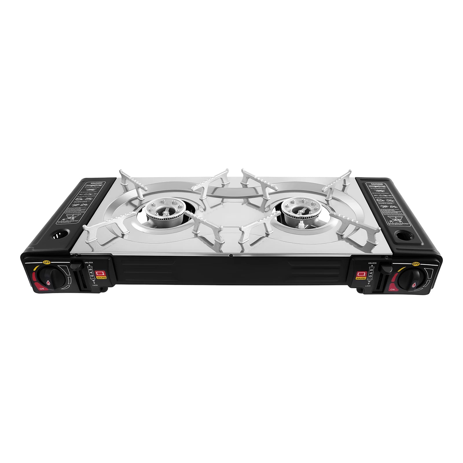 Portable Dual Burner Propane Camping Stove with Griddle