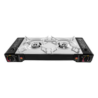 Portable Dual Burner Propane Camping Stove with Griddle