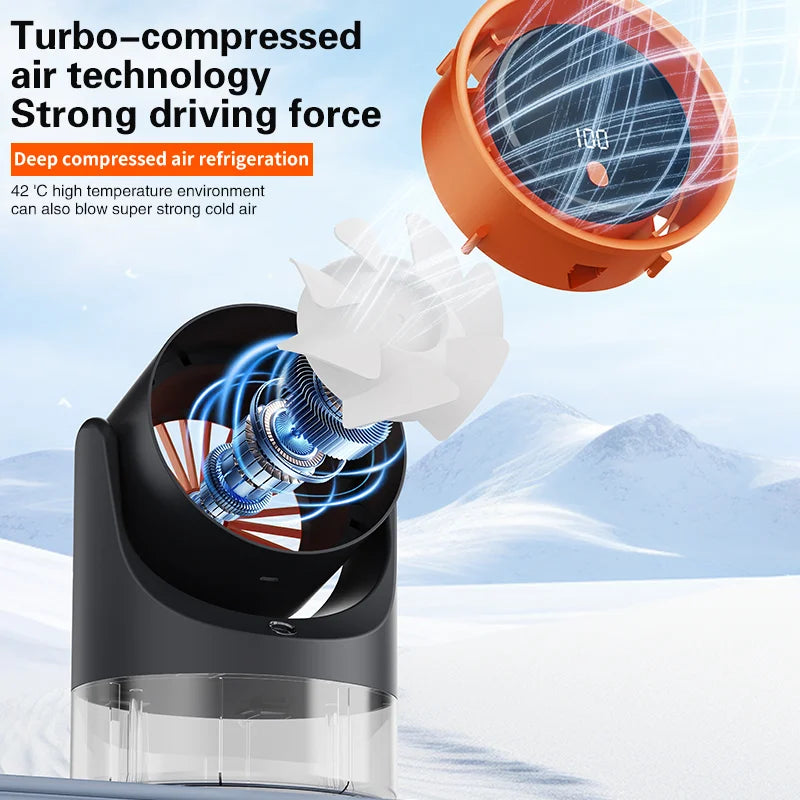 TINSOL Mini Mist Cooling Fan – 360° Adjustable Ice-Cool Humidifier Air Circulator