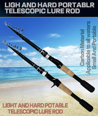 Ultra Lightweight Telescopic Baitcasting Fishing Rod – Carbon Fiber Spinning & Casting Rod with Wooden Handle