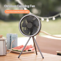HOMEFISH Rechargeable Camping Fan – Wireless Ceiling & Desktop Fan with LED Light and Power Bank