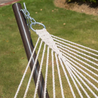 Quilted Double Hammock with Stand for Outdoor Use