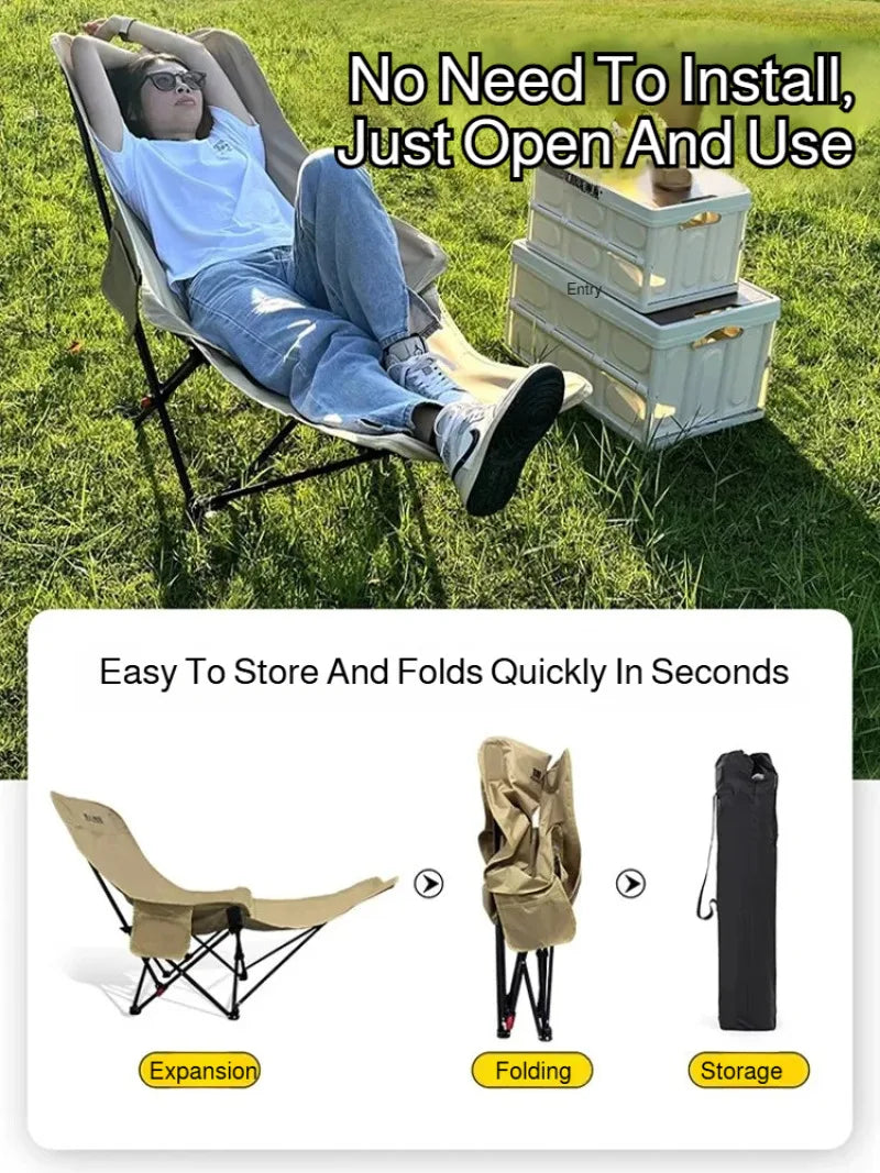Portable Folding Reclining Camping Chair – Adjustable Outdoor Beach, Fishing & Lounge Chair
