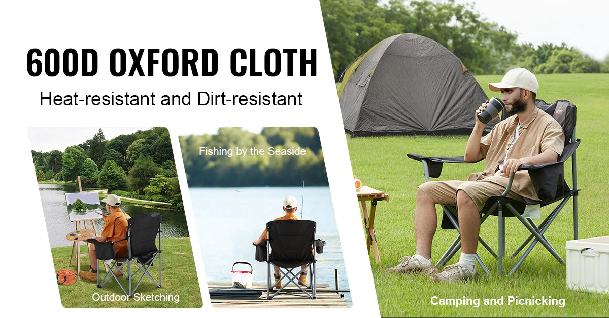 Portable Folding Camping Chair with Lumbar Support