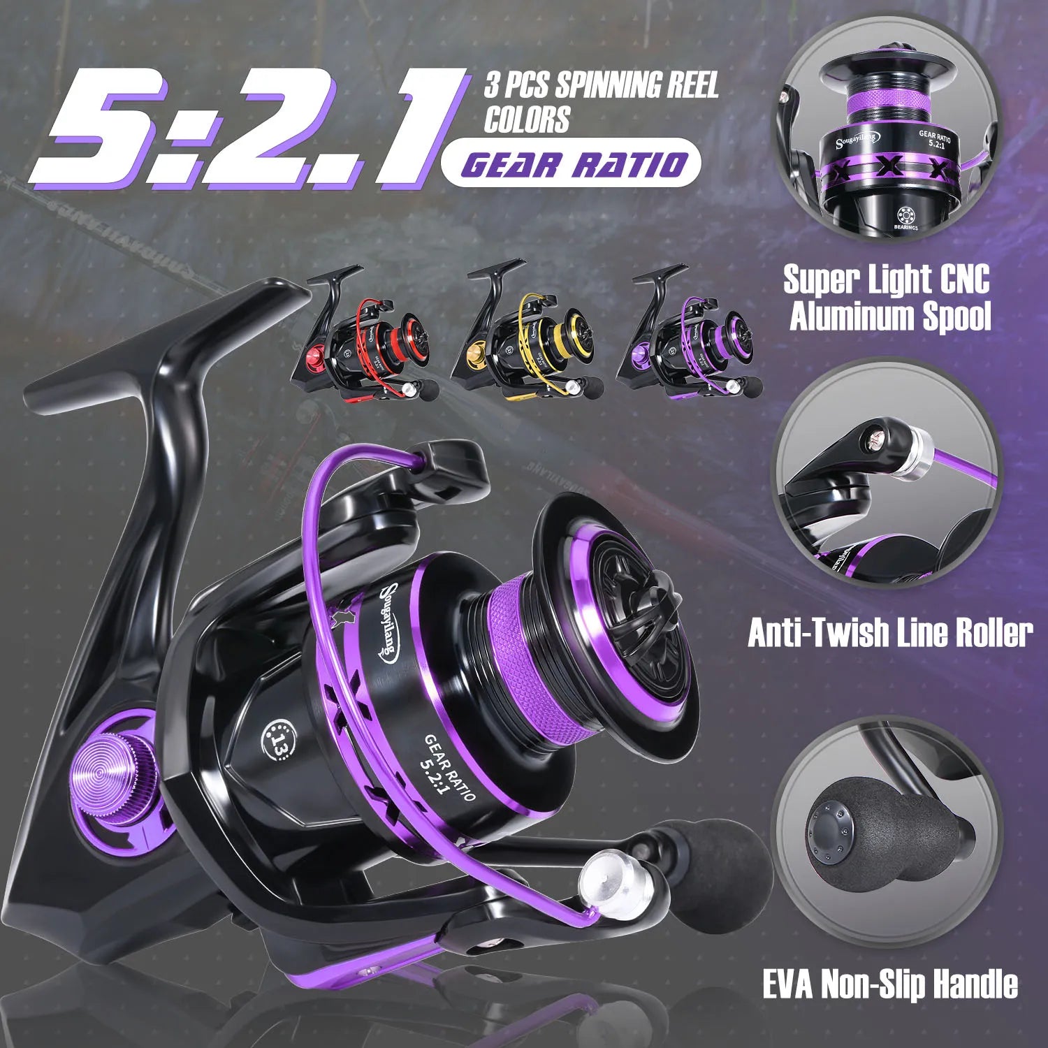 Heavy Duty 2-Piece Carbon Fiber Fishing Rod & Reel Combo – CNC Aluminum Spinning Reel Set