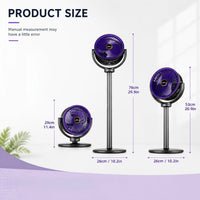 3-in-1 Portable Air Circulator Fan – 5-Speed Quiet Pedestal Stand Fan with USB-C Charging