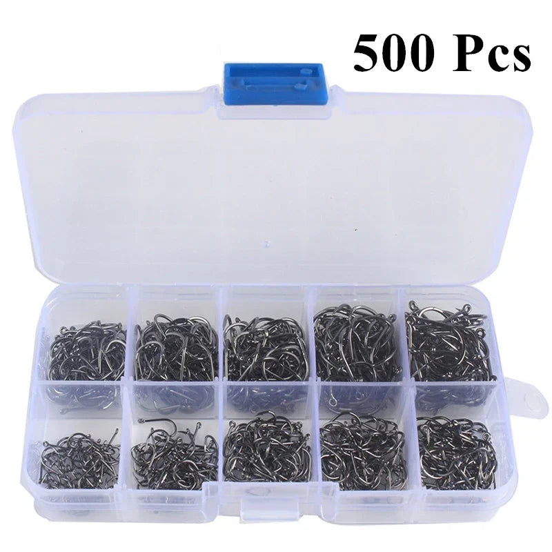Heavy Duty Fishing Hooks Set – High Carbon Steel Barbed Hooks for Saltwater & Freshwater Fishing
