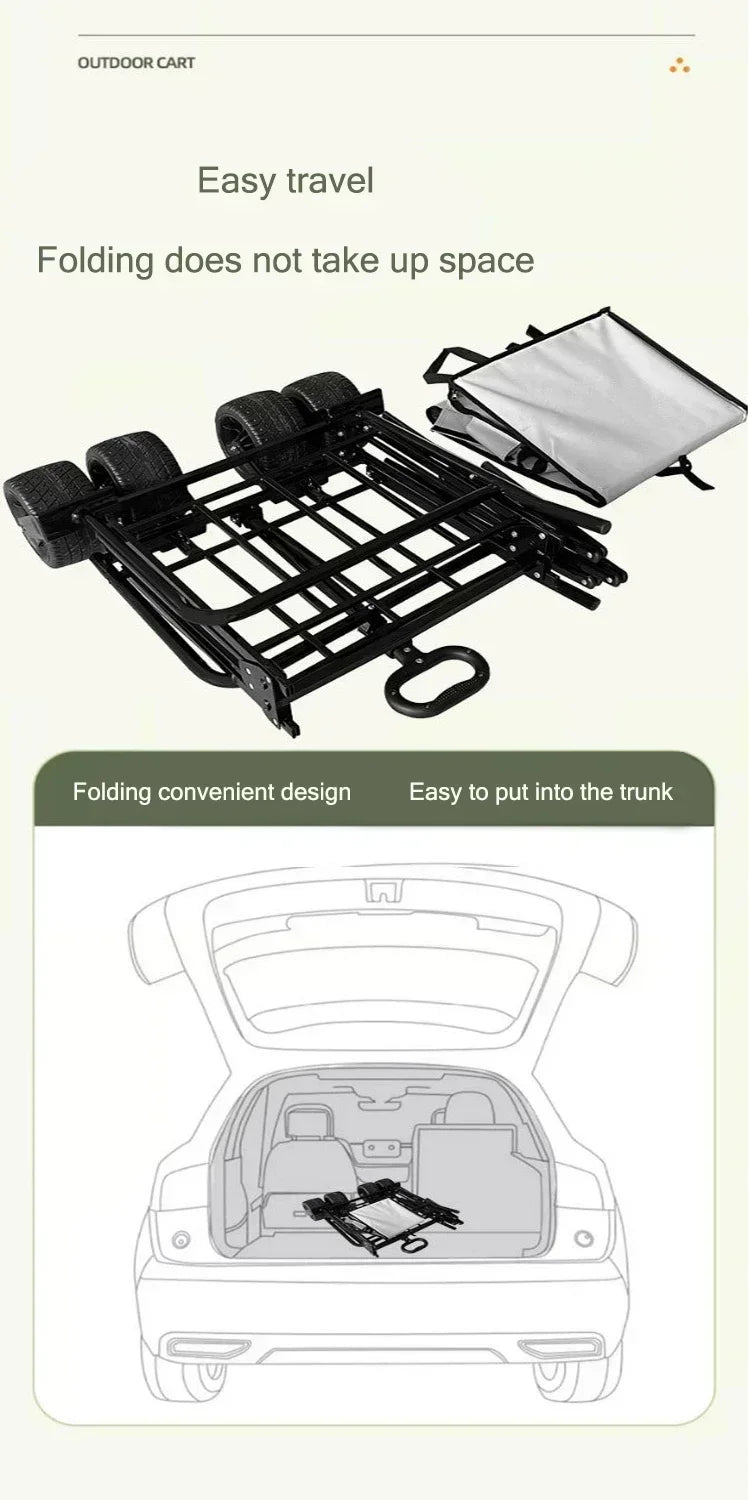 Collapsible Folding Utility Beach Cart Wagon Heavy Duty Large Capacity Fold Wagon Ourdoor Trolley Portable Garden Camping Cart