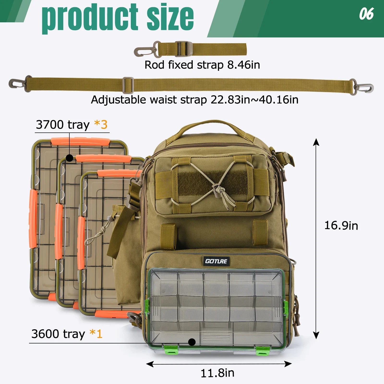 Goture Outdoor Fishing Backpack Large Capacity Waterproof Tackle Bag for Hiking Camping Cycling Multifunction Fishing Tackle Bag