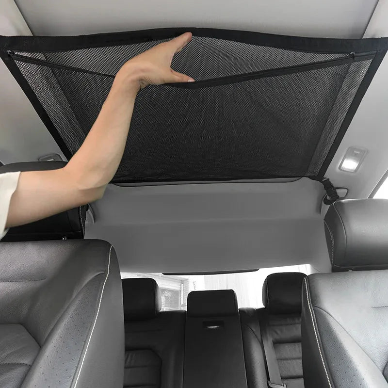 SUV Car Ceiling Storage Net – Breathable Mesh Roof Cargo Organizer for Interior Auto Storage & Travel Accessories