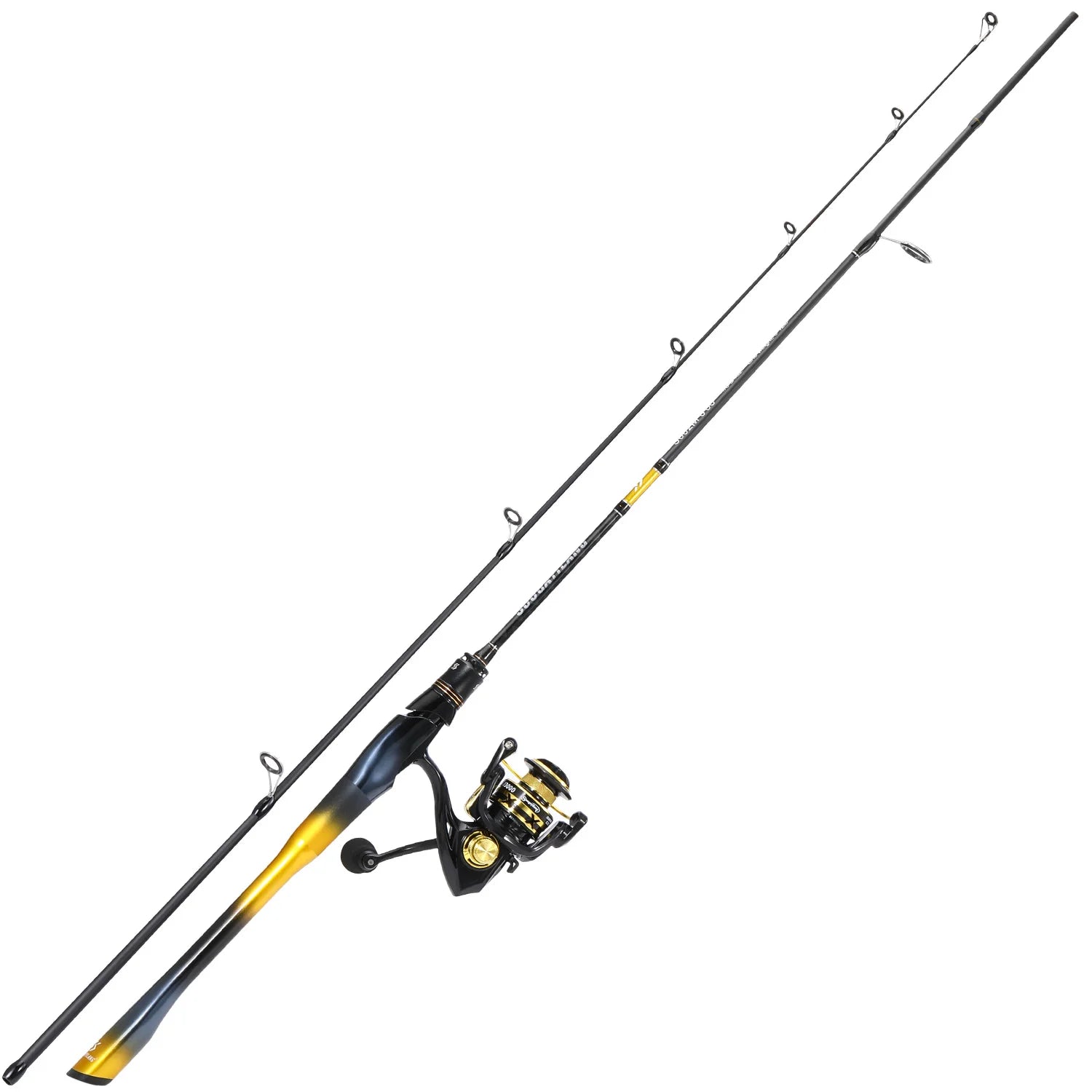 Heavy Duty 2-Piece Carbon Fiber Fishing Rod & Reel Combo – CNC Aluminum Spinning Reel Set