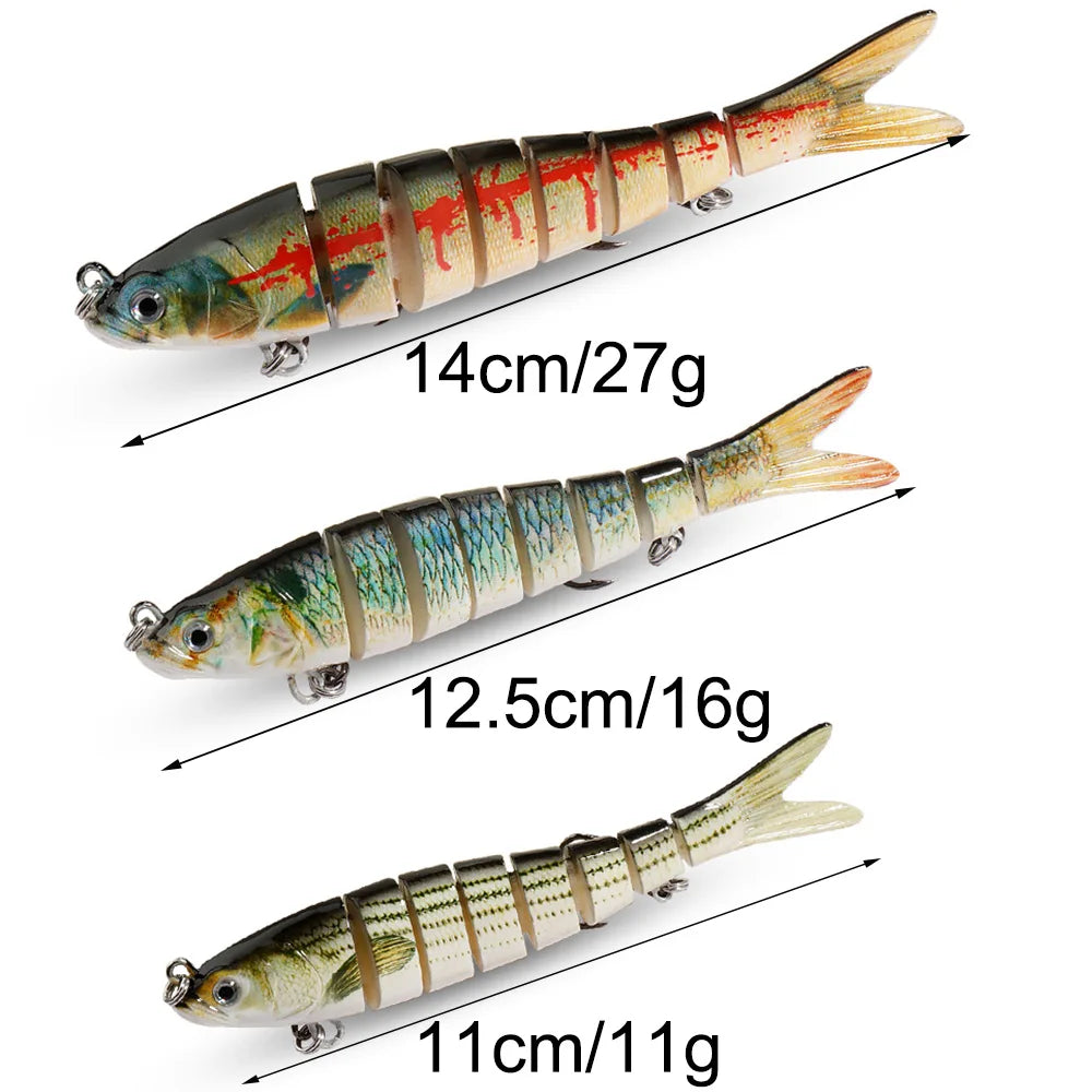 8-Segment Swimbait Fishing Lure – Slow Sinking Jointed Bass & Carp Hard Bait with Treble Hooks